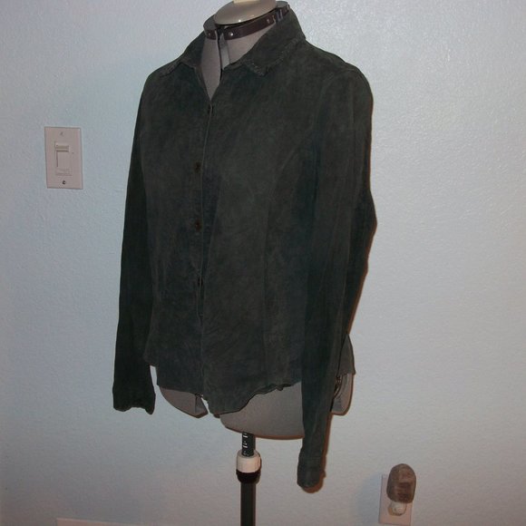 CAbi 143 Size XL 100% Leather Green Shirt Jacket - Picture 4 of 8